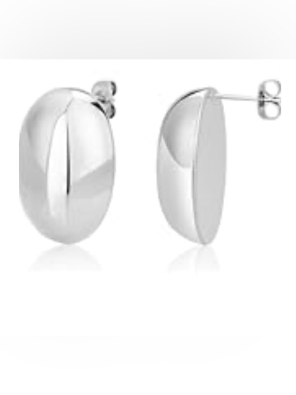 Siumal Sterling Silver Oval Dome Stud Earrings - Silver